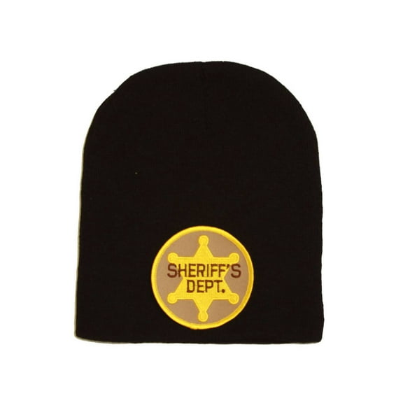 Delux Military 3D Patch Embroidery Law Enforcement Black Beanie, Sheriff's Dept.