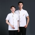 thumbnail image 4 of QCTime Unisex Short Long Sleeve Chef Jacket Coat Hotel Kitchen Service Uniform Workwear, 4 of 8