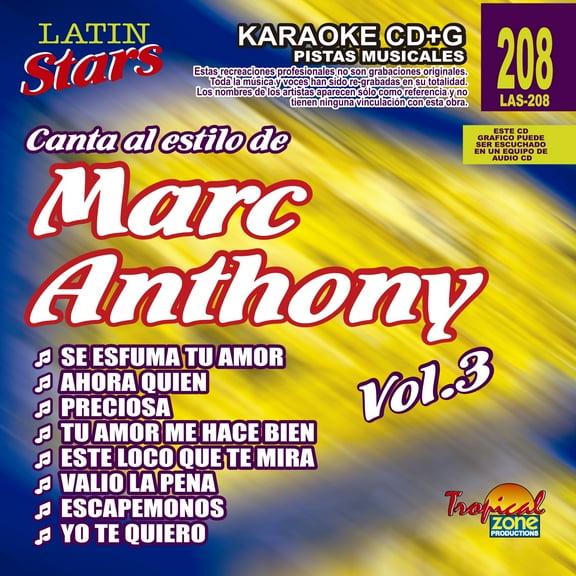 Karaoke Latin Stars 208 Marc Anthony Vol.3