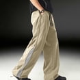 thumbnail image 6 of Men's Lightweight Track Pants with Side Zipper Mesh Vents Loose Fit Open Bottom Athletic Pants Drawstring for Running Workout, Khaki, XL, 6 of 9