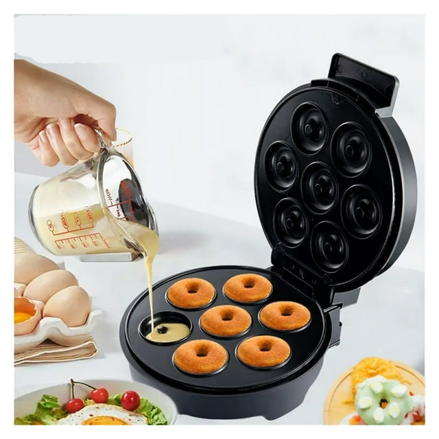 Machine à Beignets Électrique Mini 1200W Antiadhésive pour Petit-Déjeuner, Collations, Desserts, Cuisine, Facile à Utiliser