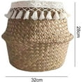 thumbnail image 5 of (Clearance) pdqouc Boho Seagrass Belly Storage Basket Woven Plant Pot Holder with Knit Tassel Decorations for Plants Picnic Grocery Laundry(Natural Color) -L, 5 of 9