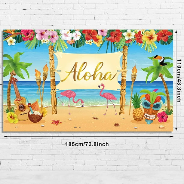 Aloha Tropical Party Decorations Beach Backdrop - Hawaiian Party  Decorations Beach Party Decorations Summer Banner Hawaii Party Decoration  Photo