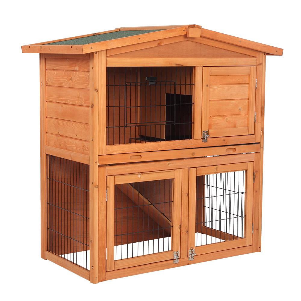 Wooden Chicken Coop A-Frame Rabbit Hutch Cage Small Animal Pet House Run Outdoor 