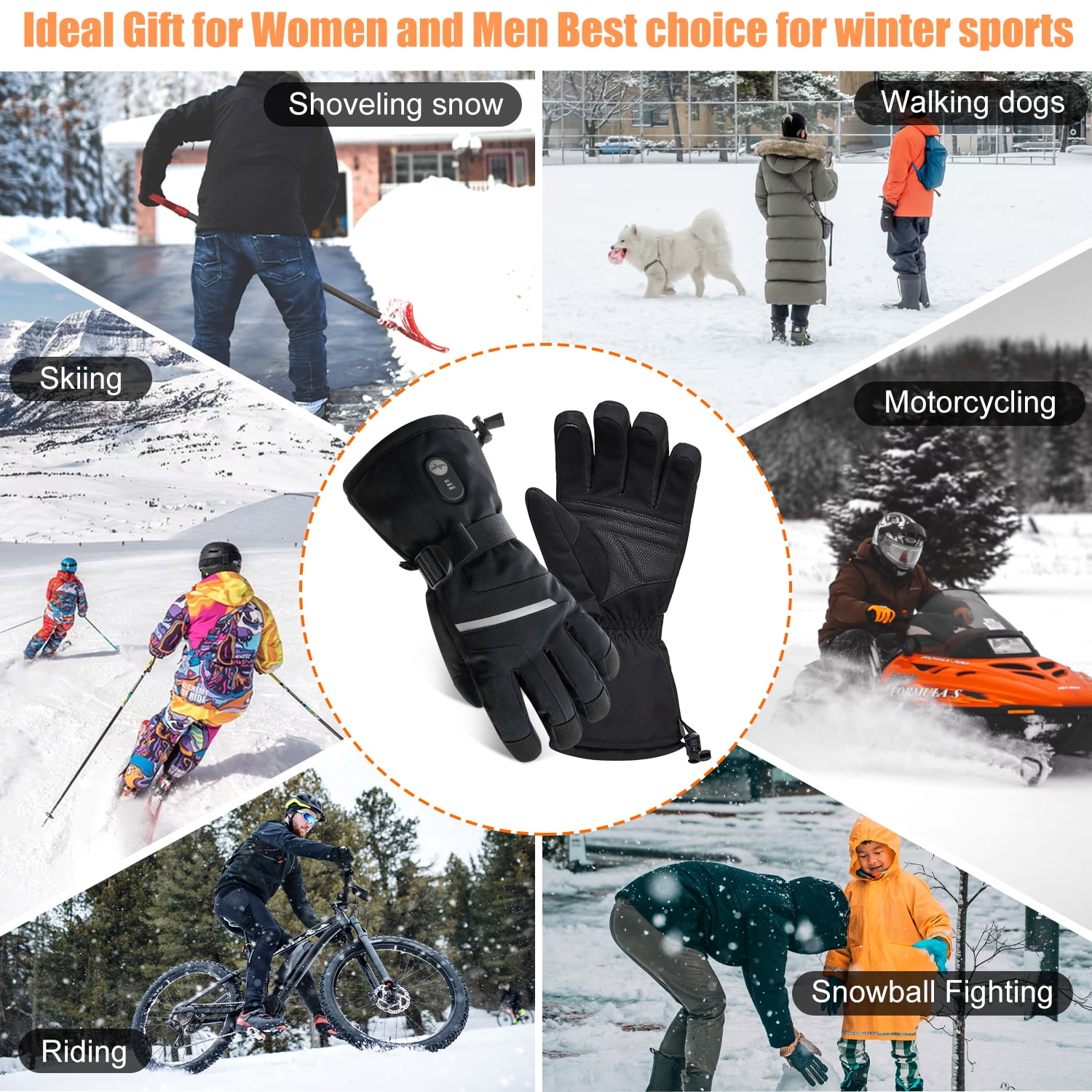 SAVIOR HEAT Heated Gloves for Men & Women – 3 Heat Levels, Waterproof Touchscreen, 7.4V 2200mAh Battery for Skiing, Motorcycling & Winter Outdoor Sports
