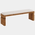 thumbnail image 2 of Finmind 55" Solid Wood Entryway Bench, Upholstered End of Bed Bench with Cushion for Entry, Brown, 2 of 9