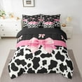 thumbnail image 2 of Castle Fairy Teens Adults Cute Bow Knot 7-Piece King Bedding Set, Cow Print Princess Ultra Soft Reversible Sheets, 2 of 8