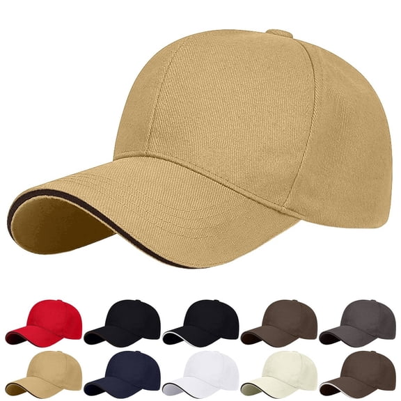 Hkoxplj Unisex Basic 6 Panel Baseball Cap Adjustable Solid Cotton Dad Hat Breathable Pre-Curved Bill Outdoor Sun Hat for Men Women Running Hiking Summer All Seasons 10 Colors Packable Travel Cap