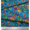 thumbnail image 2 of Soimoi Polyester Crepe Fabric Colorful Flowers Clip Art Decor Fabric Printed Yard 52 Inch Wide, 2 of 3