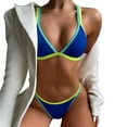 thumbnail image 1 of Gibobby Trajes de Baño para Mujer Traje de baño de bikini de tanga de corte acolchado con cuello redondo texturizado para mujer(Azul,CH), 1 of 5