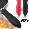 thumbnail image 2 of 2/1 funda de silicona para mango de sartén, aislante térmico, antideslizante, con clip para las orejas, para vaporera, cacerola, utensilios de cocina, color rojo, 1 unidad, 2 of 6