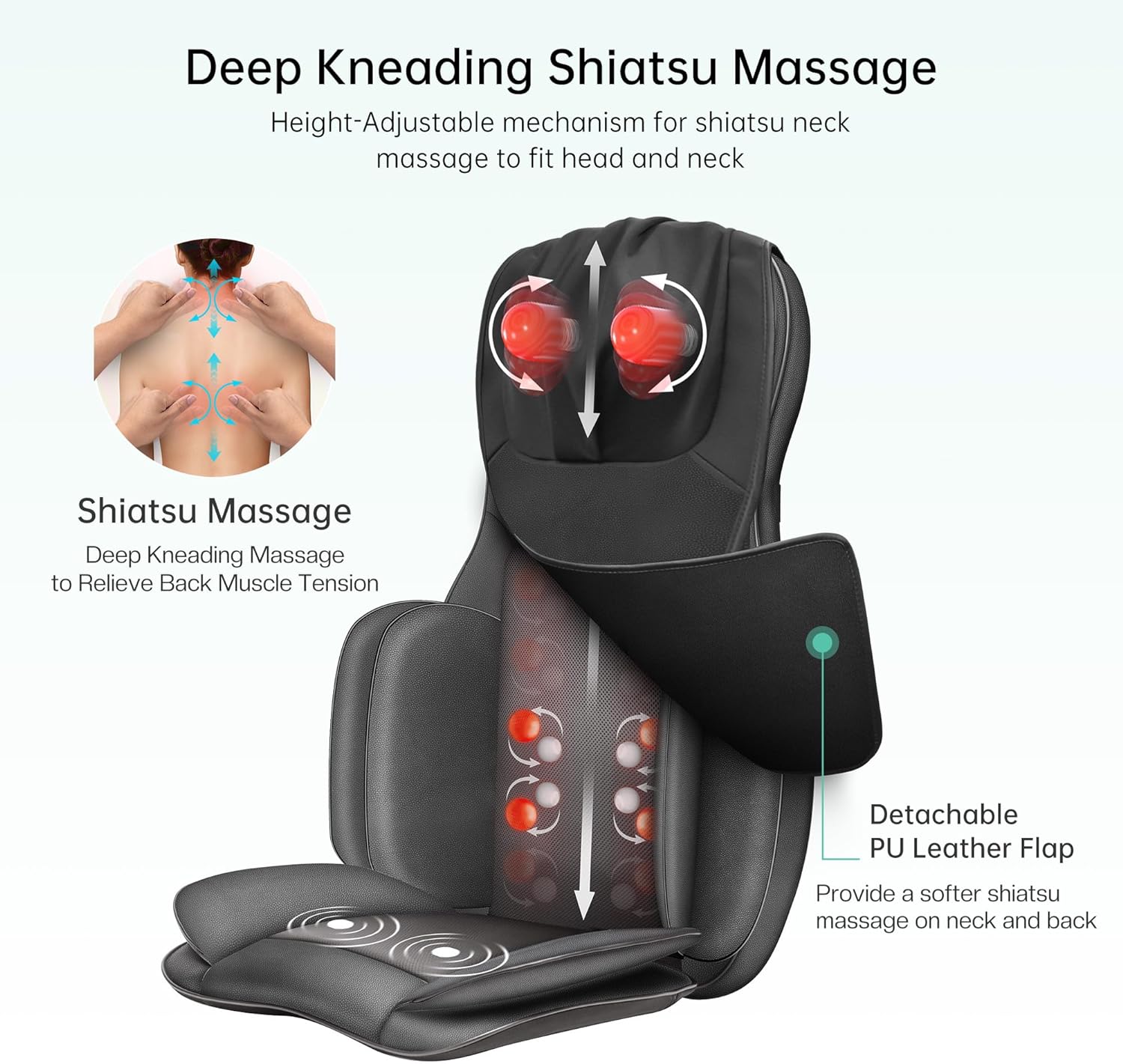 Snailax Neck Back Massager with Heat, 2D/3D Seat Cushion Massager for Body, Gifts, Size: 1, Black