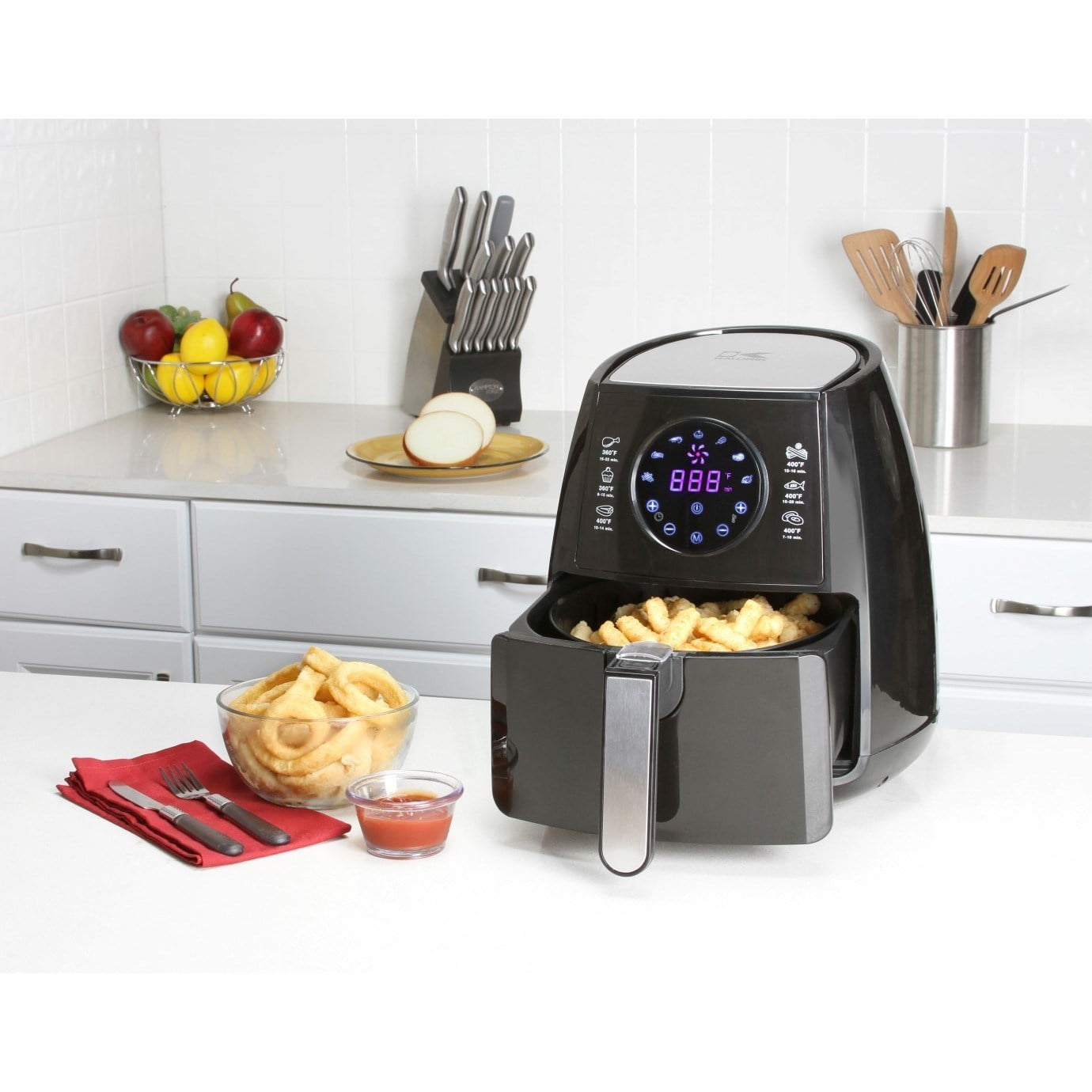 Kalorik 3.2 Quart Digital Air Fryer with Dual Layer Rack, Black