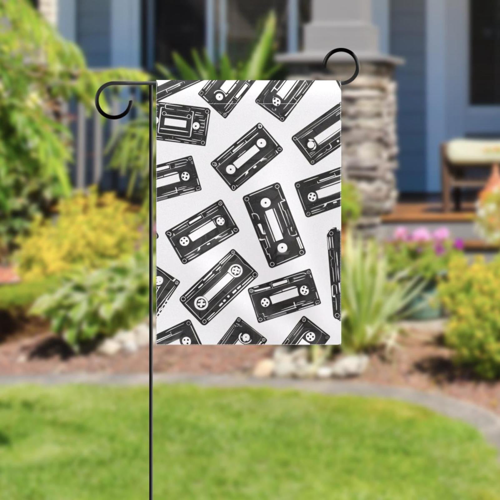 Seamless Cassette Tape Double Sided Garden Flag Decorative Weather Resistant Yard Flag, Large DIY Vertical Flag for Farmhouse Patio Lawn, 28x40 Inch