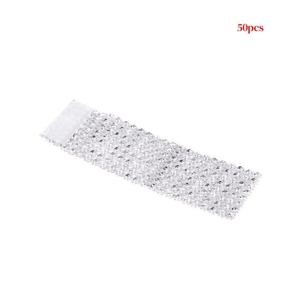 Bewildely 50 Uds. Servilleteros de diamantes acrílicos, soporte para servilletas, decoración de para cenar de boda Mostrada plata