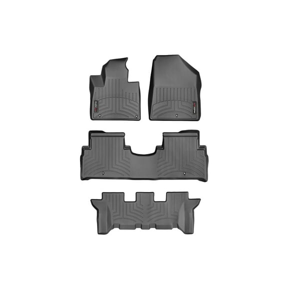 WeatherTech Custom Fit FloorLiners compatible with 2016-2018 Kia Sorento - Complete Set (1st, 2nd, & 3rd Row), Black