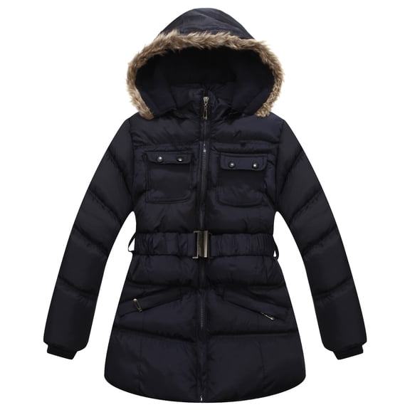 Richie House Little Girls Navy Detachable Hood Alaskan Jacket 6