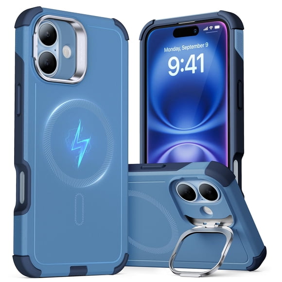Funda de teléfono ESR para iPhone 16 con soporte de 23 m, protección contra caídas, azul claro