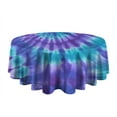 thumbnail image 5 of Purple Blue Tie Dye Spiral Pattern Round Tablecloth 60"x60",Wrinkle Wipeable Table Cloth for Kitchen Dining Room Picnic Patio Party, 5 of 6