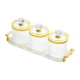 thumbnail image 1 of GUOOL Assiette de Fruits Secs Collation Plat Plat de Service Divisé pour Fête des Fêtes Maison Transparent 3 Compartiments, 1 of 9