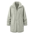 thumbnail image 5 of QTISFD Women's Fleece Jackets Zipper Stand Collared Long Sleeve Fuzzy Fluffy Plush Coats Fall Winter Solid Comfy Warm Long Sherpa Jackets, 5 of 9