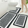 thumbnail image 2 of Alfombras de baño, alfombra de baño de microfibra absorbente con alfombrilla de inodoro en forma de U, alfombra de suelo de terciopelo antideslizante y lavable, alfombra de ducha suave y afelpada, 2 of 8