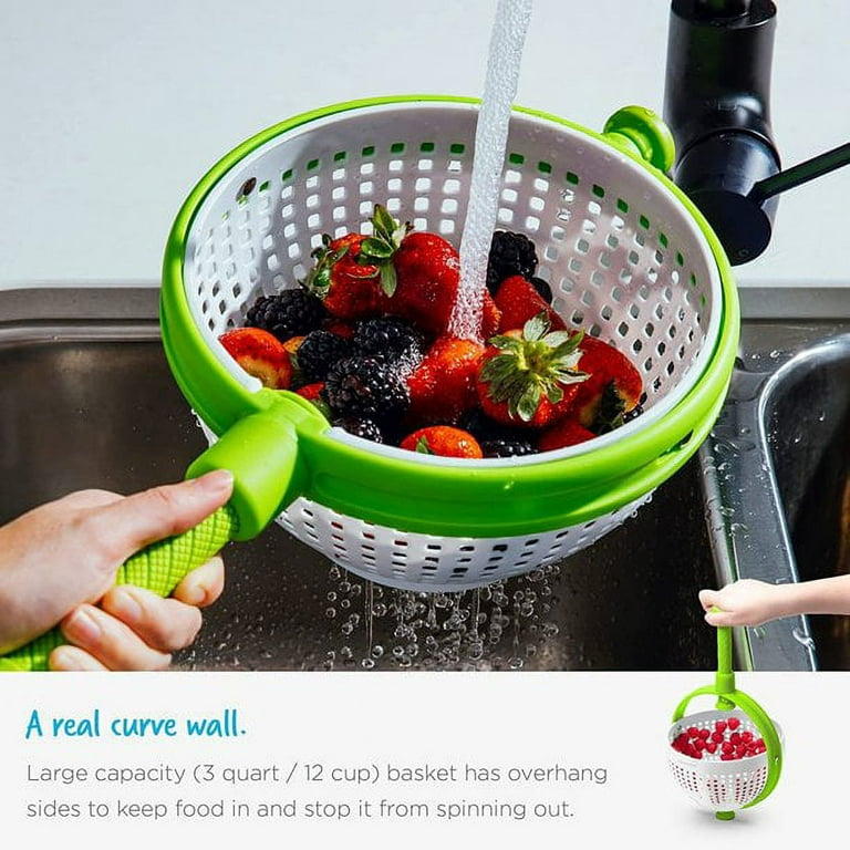 Set of 2 Large Salad Spinner With Drain, Bowl, And Colander - Quick And  Easy Multi-Use Lettuce Spinner, Vegetable Dryer, Fruit Washer, Pasta And  Fries Spinner - 5.28 Qt 