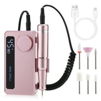 Electric Nail Drill, 45000RPM Rechargeable Nail File Machine Professional Kit, Portable Nail File with 6 Bits for Acrylic Nails Gel Polishing Home Salon Use