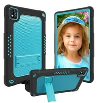 SOATUTO for TCL TAB 10s 10.1" FHD Android 10 Tablet Case with Shoulder Strap Soft Silicone & Hard Back Cover Hybrid Shockproof Kids Friendly Case for TCL Tab 10s 10.1" FHD Model 9081X - Black Blue