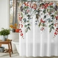 thumbnail image 3 of Christmas Shower Curtains for Bathroom, Winter Pine Leaves Pine Cones Red Berries Waterproof Fabric Shower Curtain for Bathroom Bathtub Decoration, Machine Washable, 36"x72", 3 of 9