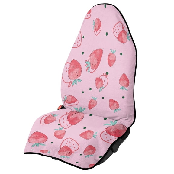 Uourmeti Car Seat Towel Cover, Compatible with Truck Seat Sedan, Terry Cloth Car Seat Cover for Cars Trucks, Pink Strawberry Pattern