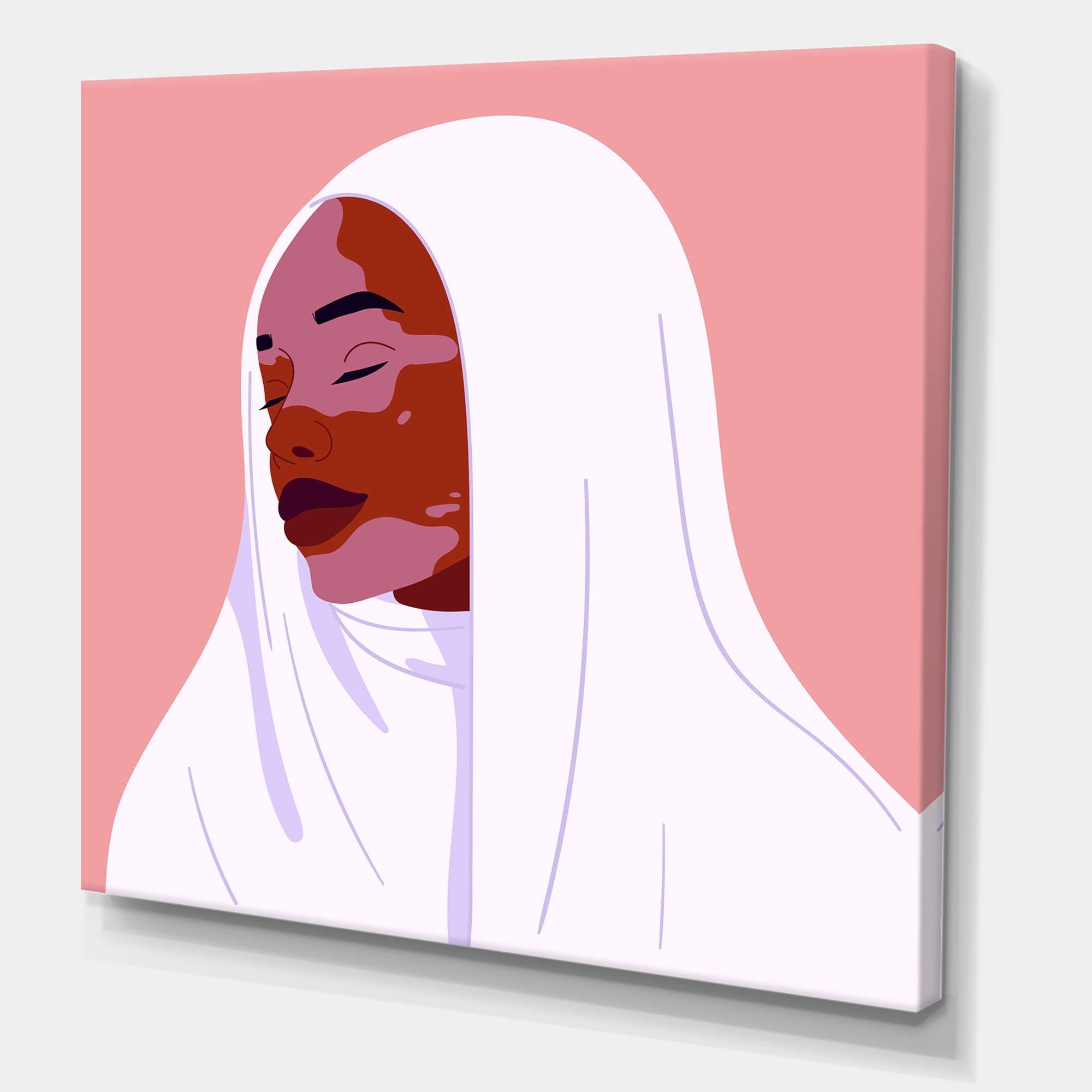 Designart ' Beautiful Abstract Smiling Afro African Woman With VItiligo ' Moroccan Canvas Wall Art Print