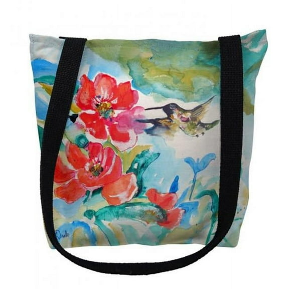Hummingbird & Red Flower Small Tote Bag 13x13 16 inches x 16 inches