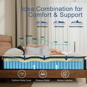 GREOO Twin Size 12 inch Hybrid Firm Gel Memory Foam Mattress with Reinforced Edge, Pocketed Springs, Pressure Relief, Mattress in a Box, Blue and White