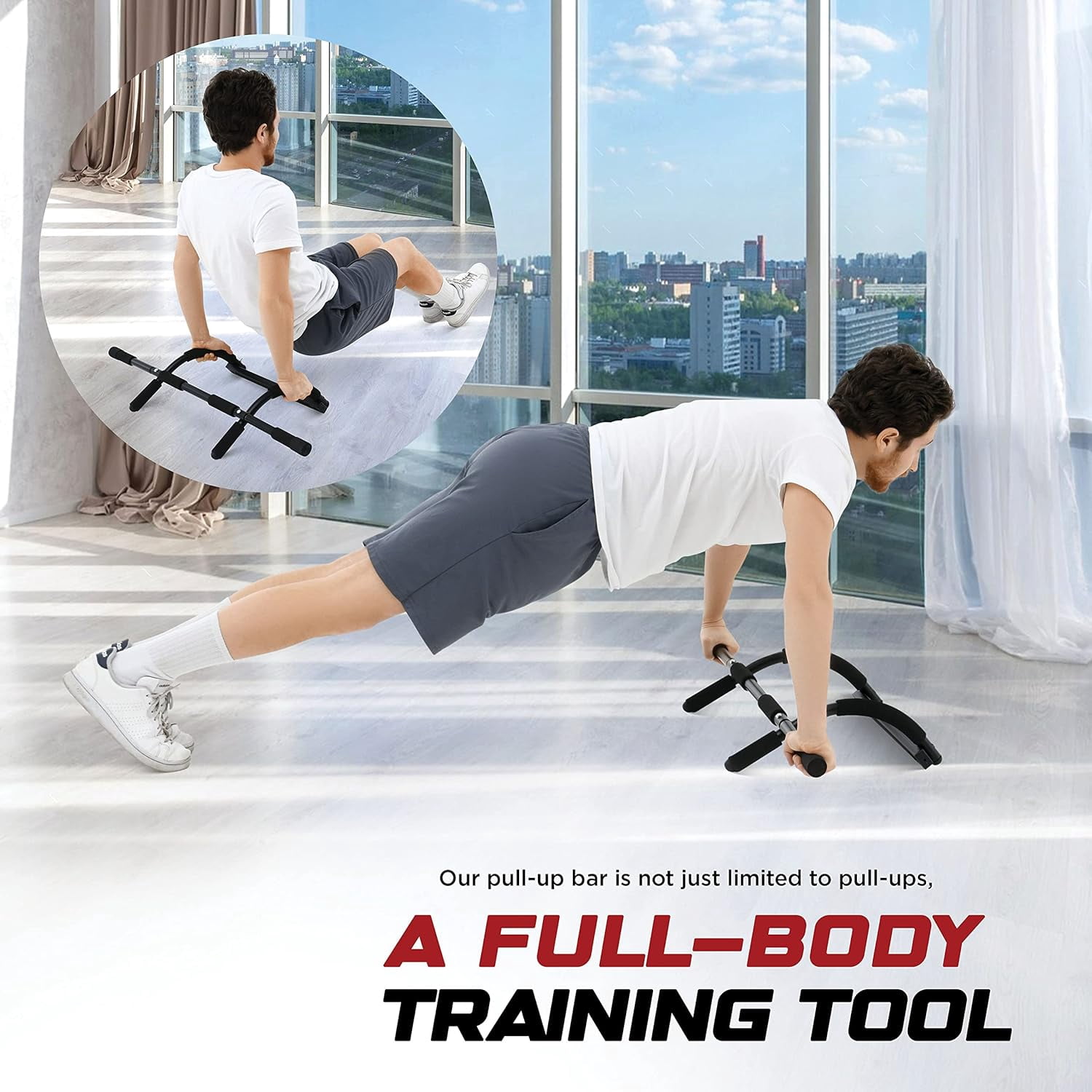 ZYPPP Pull up bar Doorway Heavy Duty Chin up bar Trainer for Home Gym Doorway Pull up bar or dip bar