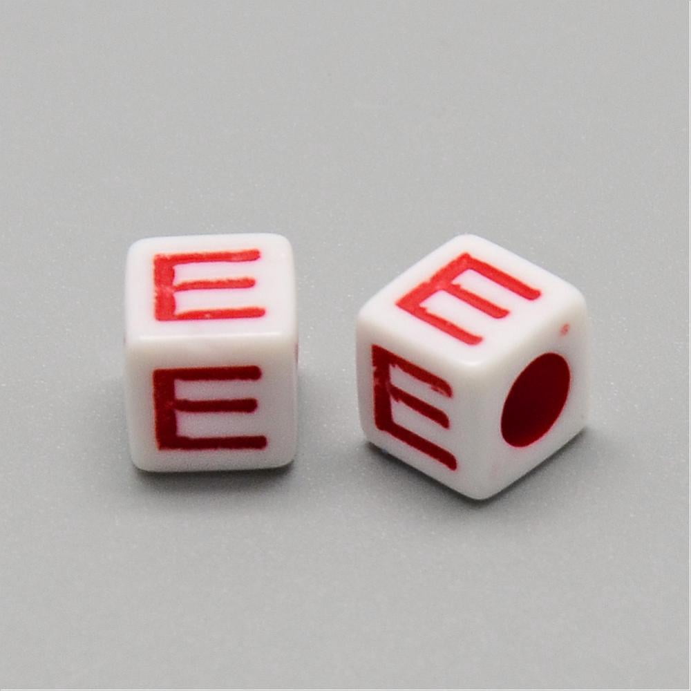 Opaque European Style Acrylic Beads Horizontal Hole Cube with Letters Mixed Color 9.5~10x9~10x9~10mm Hole: 4mm 550pcs/500g diy