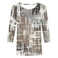 thumbnail image 3 of Baikeli Hauts pour Femmes Été Liquidation Hauts à Manches 3/4 pour Femmes Décontractés Grande Taille Chemises Blouses à Imprimé Graphique Coupe Ample Col Rond Chandail T-Shirt de Sortie Blouses et Hauts pour Femmes, 3 of 4