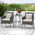 thumbnail image 2 of Gymax 3-Piece Patio Furniture Set PE Wicker Conversation Bistro Set w/ A Tempered Glass Table, 2 of 10