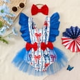 thumbnail image 2 of Baby Girl Rompers Baby Girls Fly Sleeve Independence Day 4Th of July Prints Romper Bodysuits Dress Baby Romper Blue 6 Months-12 Months, 2 of 6