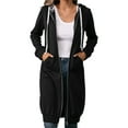 thumbnail image 4 of Women Rain Jacket,Women's Loose Fit Hooded Long Cardigan With Leopard Print And Color Block, 4 of 6