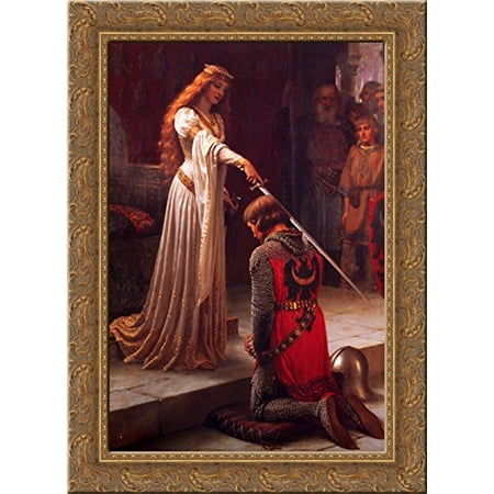 The Accolade 19x24 Gold Ornate Wood Framed Canvas Art by Leighton, Edmund Blair