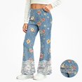 thumbnail image 2 of HAOTAGS Girls Jeans – Soft Stretchy Floral Lace Flared Straight-Leg Denim Trousers Blue Size 12, 2 of 9