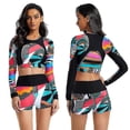 thumbnail image 1 of Lishi Geometric Women's Rash Guard Two-Piece Swimsuit with UV Protection, 1 of 5