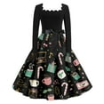 thumbnail image 2 of Christmas Dresses for Women Women's Casual Fashion V Neck Christmas Printed Vintage Dress with Merry Christmas for Christmas Party,Black,L, 2 of 5