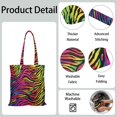 thumbnail image 3 of Zebra Print Canvas Tote Bag Abstract Zebra Pattern Black and White Stripes Rainbow Multicolor Zebra Modern Fashion Cute Cartoon Design Aesthetic Gradient Reusable Eco-Friendly Shopping Tote, 3 of 6