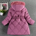 thumbnail image 4 of Posijego Abrigo con Forro Polar para Niñas Chaqueta Acolchada Cálida de Invierno para Niñas con Capucha Ropa de Abrigo a Prueba de Viento de Longitud Media,Púrpura2,4-5 Years, 4 of 4