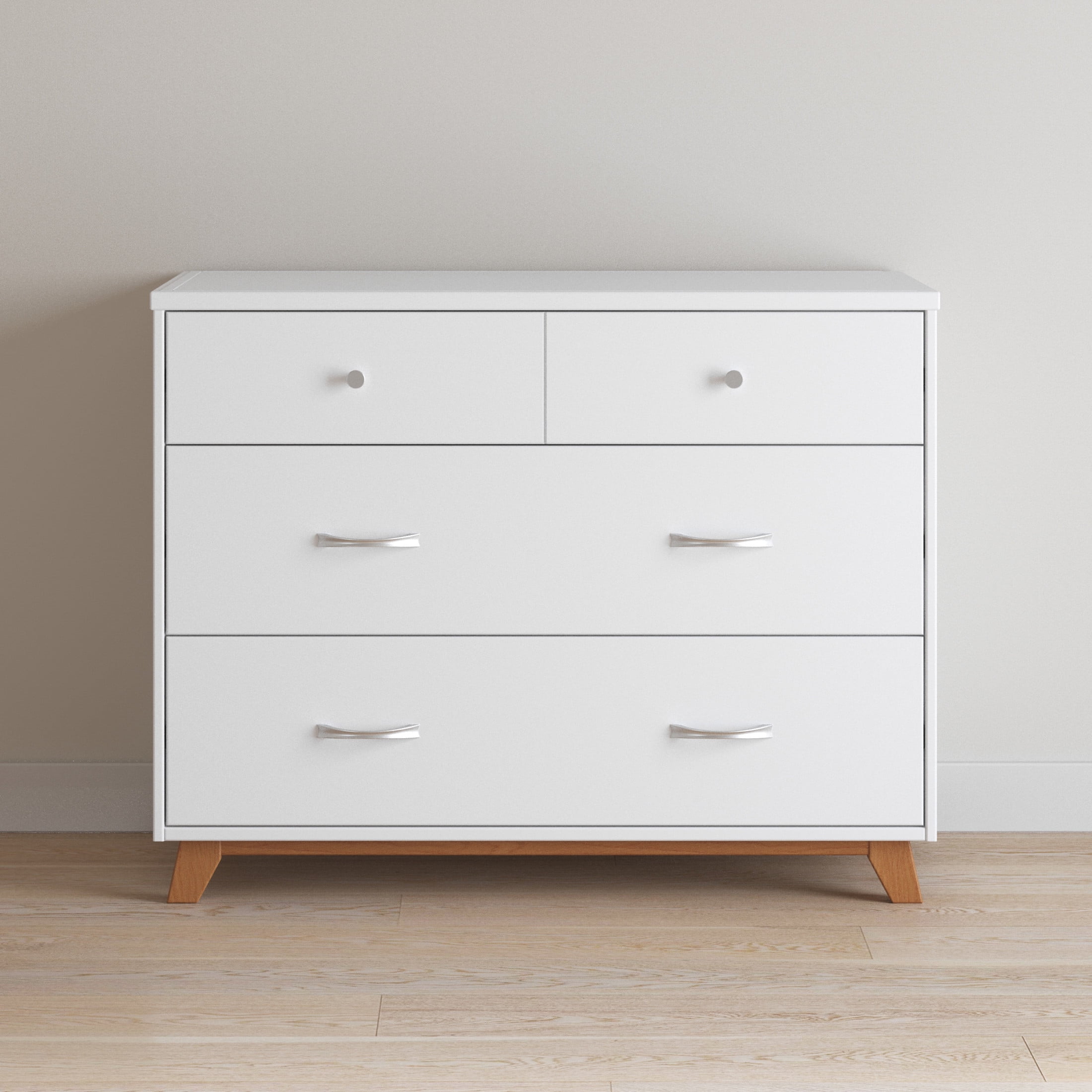 Child Craft SOHO Crib and Dresser Nursery Set, 4-in-1 Convertible Crib with 3-Drawer Dresser, White/Natural, 2-Piece