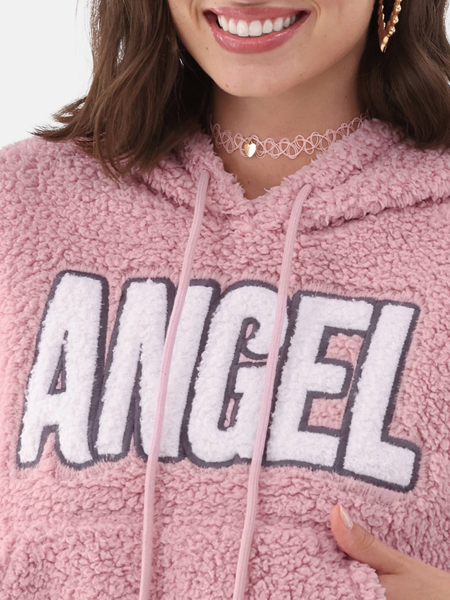 No Boundaries Teddy Fleece Hoodie and Joggers Set, 2-Piece, Women's