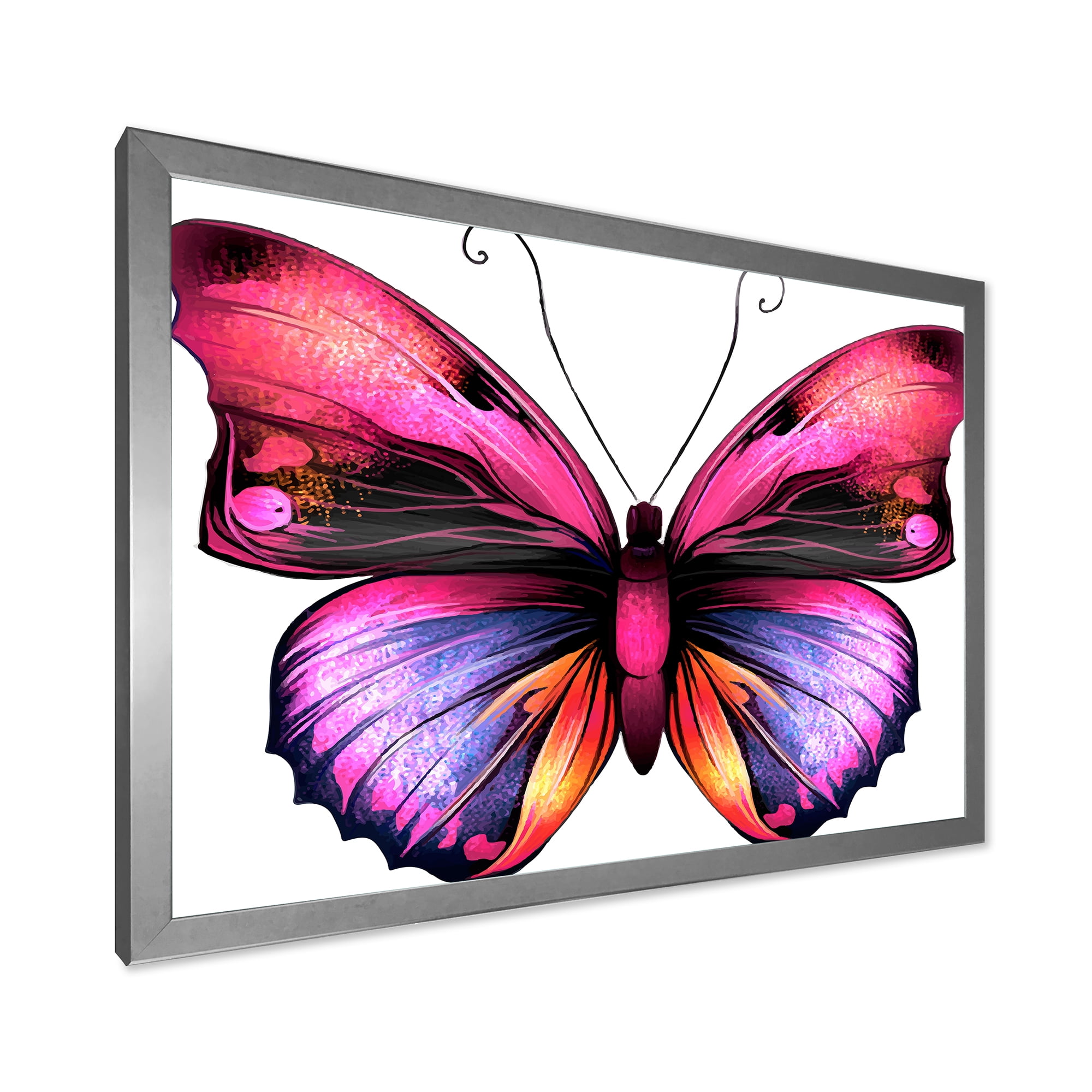 Designart 'Portrait Of Bright Pink Butterfly' Modern Framed Art Print