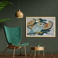 thumbnail image 2 of Owl Print Wall Art with Frame, Detailed Motifs Bird Moon Tree Starry Night, Printed Fabric Poster for Bathroom Living Room, 35" x 23", Grey Multicolor, by Ambesonne, 2 of 2